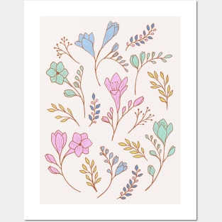 Cute delicate freesia flowers in off-white Posters and Art